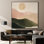 Très grande reproduction d'art sur toile - Paysage abstrait serein avec des collines de rosé et un soleil doré pour le salon ou la chambre à coucher - «Assemblage requis du cadre (cadre non fini)»