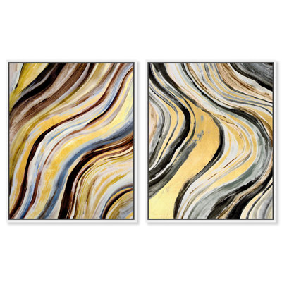 Ensemble de 2 décorations murales boho Godeed Geode Glam par Art Remedy, cadre blanc, 20 x 24