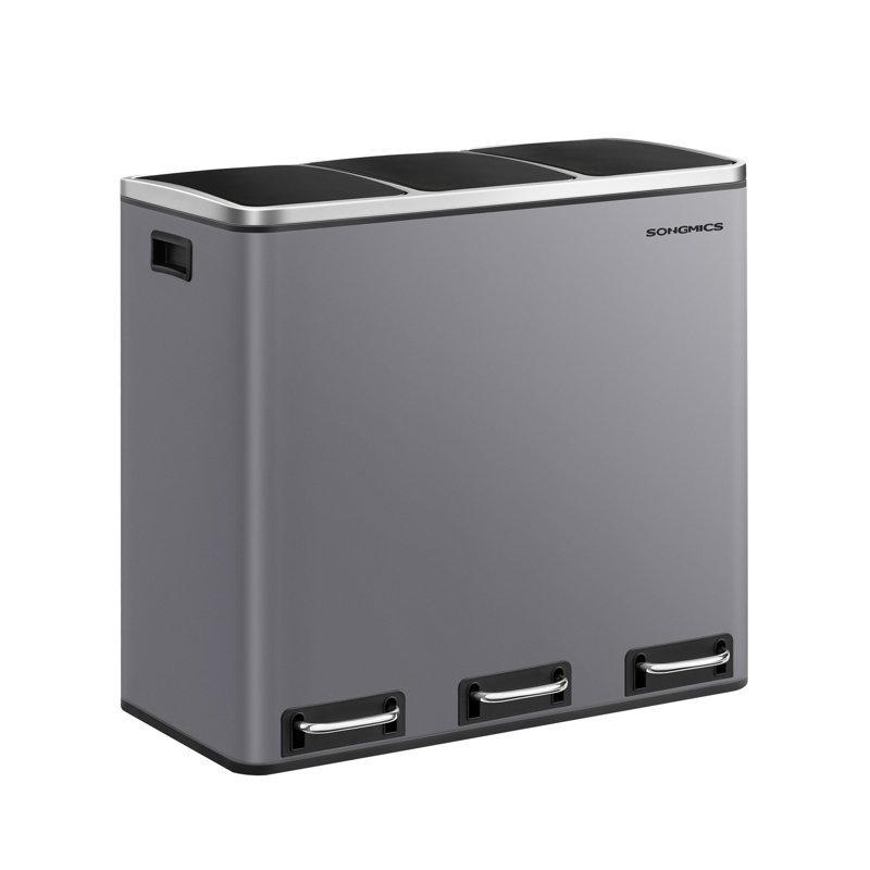 Plastic Step On Kitchen Trash Can - 18L, Grey