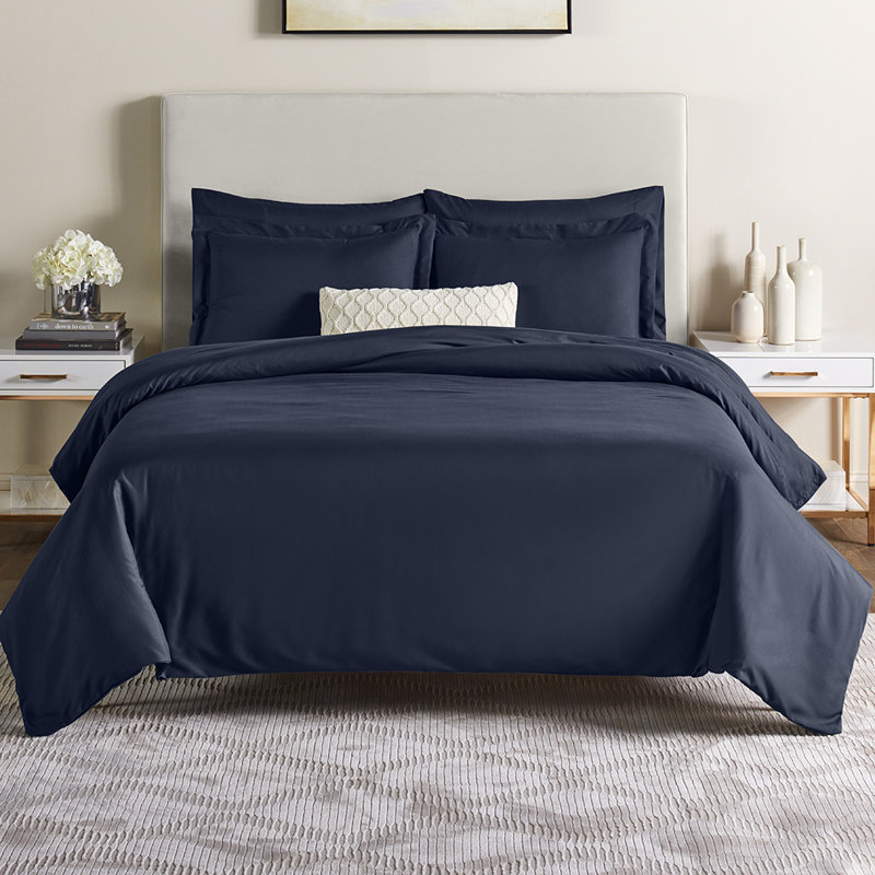 Ensemble de housse de couette en microfibre 5 pièces , Housse de couette simple, Marine