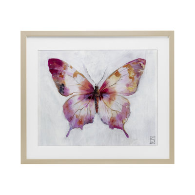 «Graceful Pink Butterfly», reproduction sous verre encadrée, design par Sara Culpepper