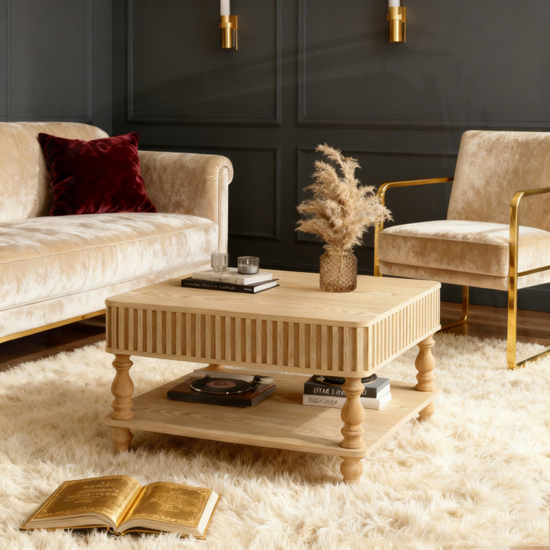 Table basse 31,5 pouces, Bois naturel