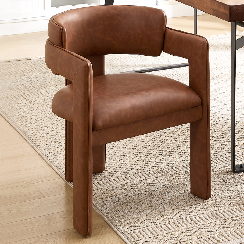 19'' H Modern Upholstered Dining ArmChair For Living Room/Dining Room, Brown