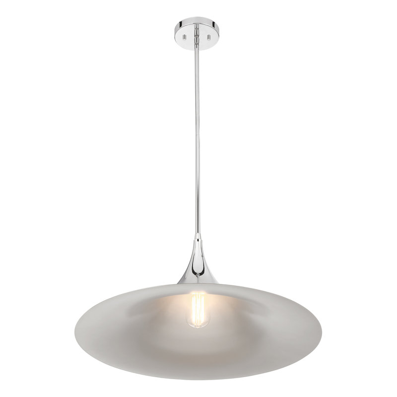Luminaire suspendu en dôme à 1 lumière Lorient, Chrome poli