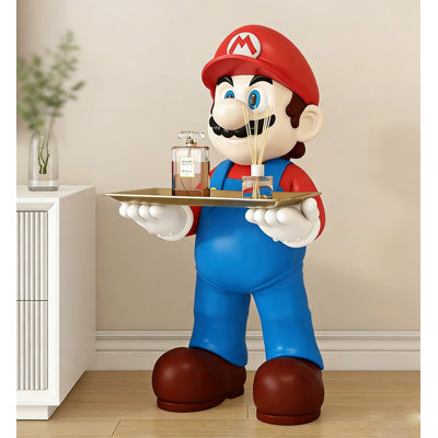 Figurine contemporaine en résine avec plateau