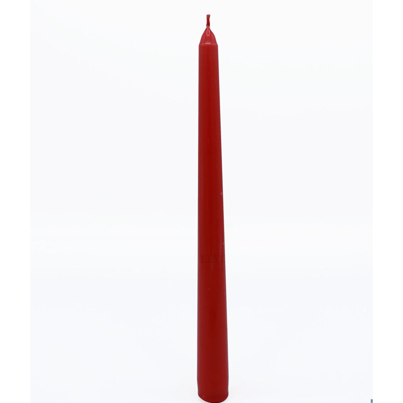 Colored Unscented Wax Taper Candles, 8 Hour Burn Time, Red