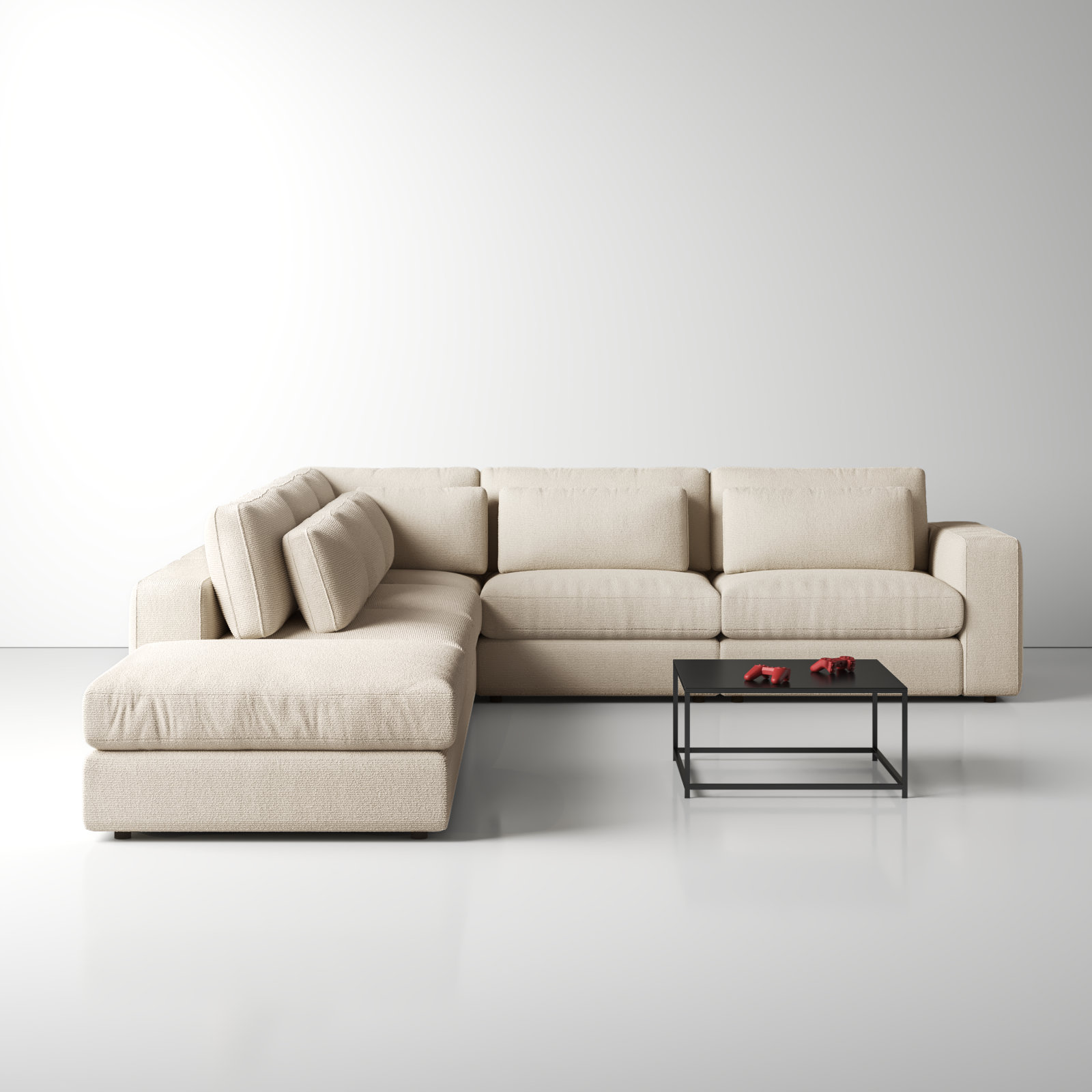 Palla Modular Upholstered L-Sectional, Left Hand Facing, Landale Charcoal Polyester