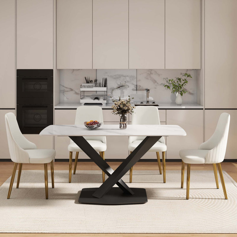 Table de salle à manger Contemporary, Blanc, H 29,53 po x L 63 po x l 31,5 po