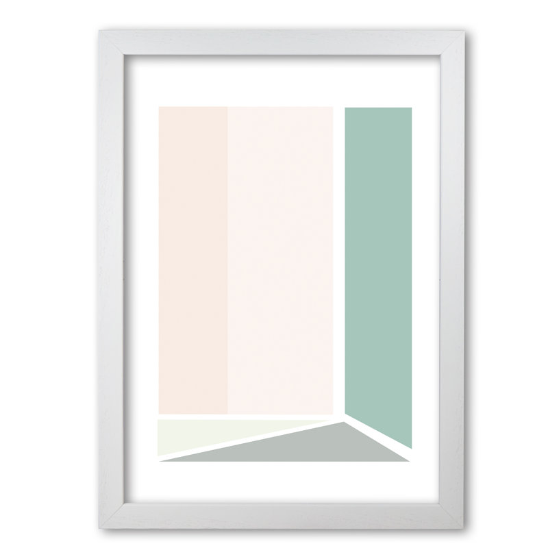 Abstract Rectangle - Print, White Grain Frame, 85 cm H x 60 cm W x 5 cm D