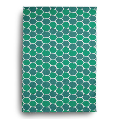 Tapis intérieur / extérieur géométrique en chenille tissé à la machine en vert