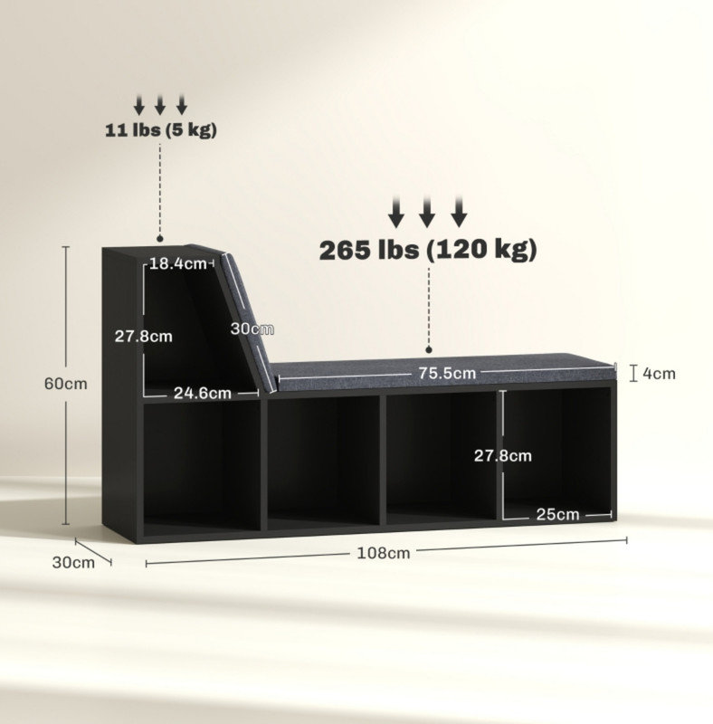 60.01 cm H x 108.01 cm W Cube Bookcase