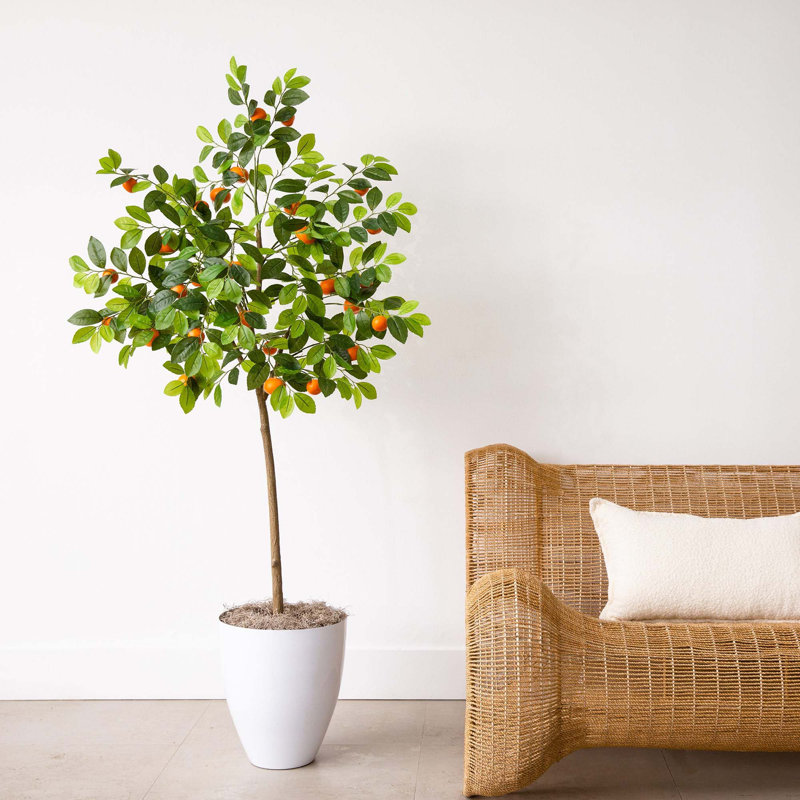 60'' Faux Tangerine Tree in Pot Liner