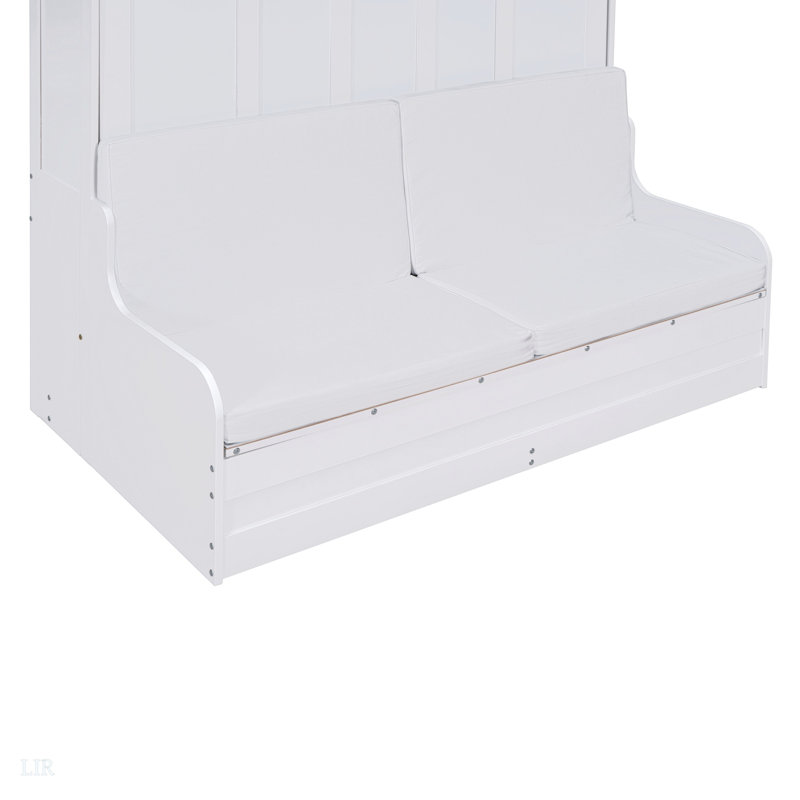 Lit escamotable mural Murphy avec coussin, base de lit, Blanc