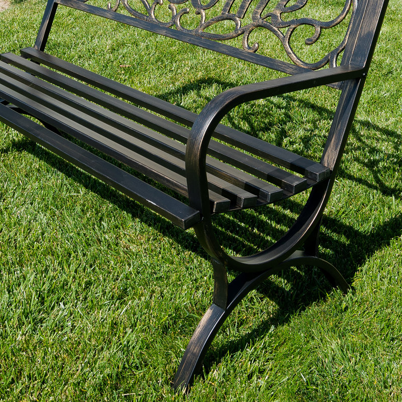 Banc de parc extérieur en métal Lundin, Bronze
