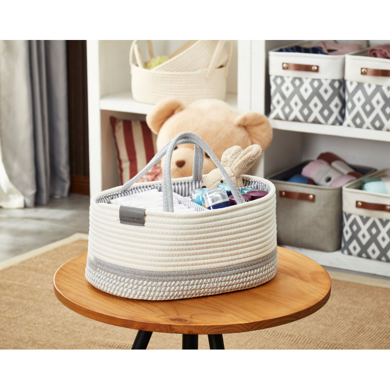 Panier en tissu Caddy Organiser, Spirale gris clair / blanc
