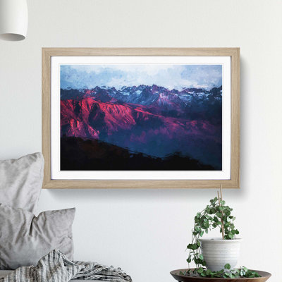 Purple Light Upon Mountain Tops in Abstract - Picture Frame Graphic Art Print