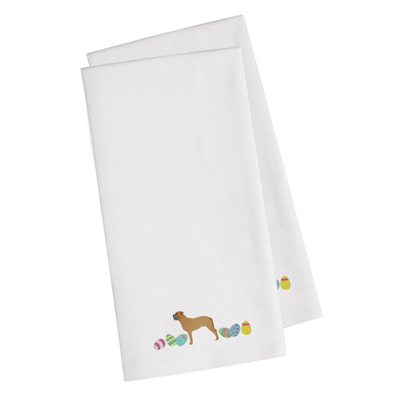 Cotton Embroidered Tea Towel Kitchen Towel, White, 28" H x 19" W x 0.1" D
