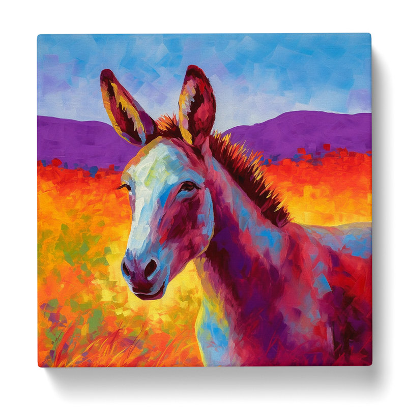 Donkey Colour Field Painting - Wrapped Canvas - Framed Print