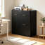 Classeur de bureau 31 po moderne autoportant avec station de charge intégrée, armoire de rangement à panneau cannelé avec tablettes intérieures réglables, grands tiroirs et portes d'armoire, organisateur polyvalent pour la maison et le bureau, noir-1497970790