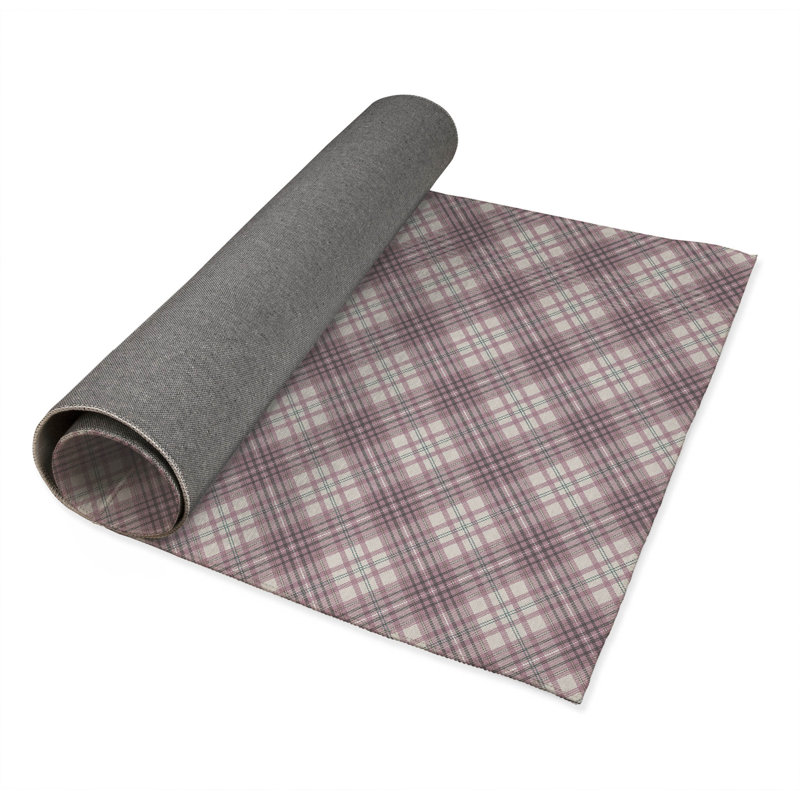 Tapis de bureau Chinny Tartan, L 3 pi x L 2 pi, Rose