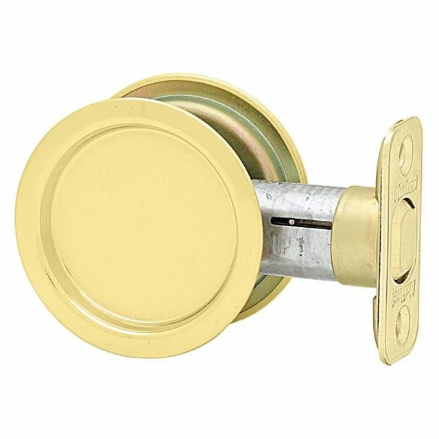 Round Pocket Door Lock, Satin Chrome