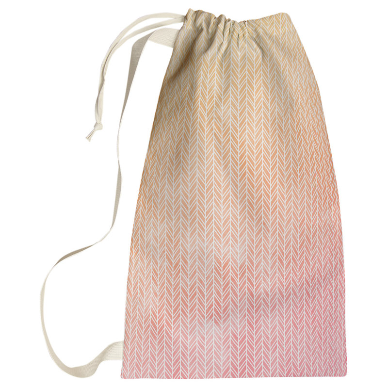 Sac à linge chevrons, Petit (H 64 po x l 20 po x P 1,5 po), Rose / Jaune