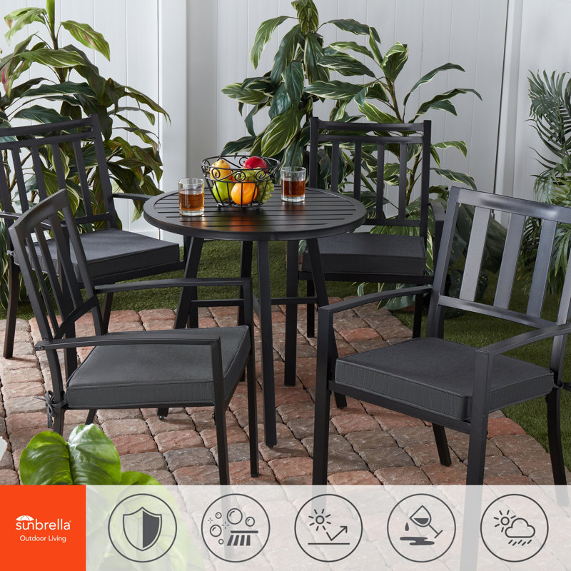 Sunbrella Outdoor Dining Chair Seat Pad, Canvas Coal