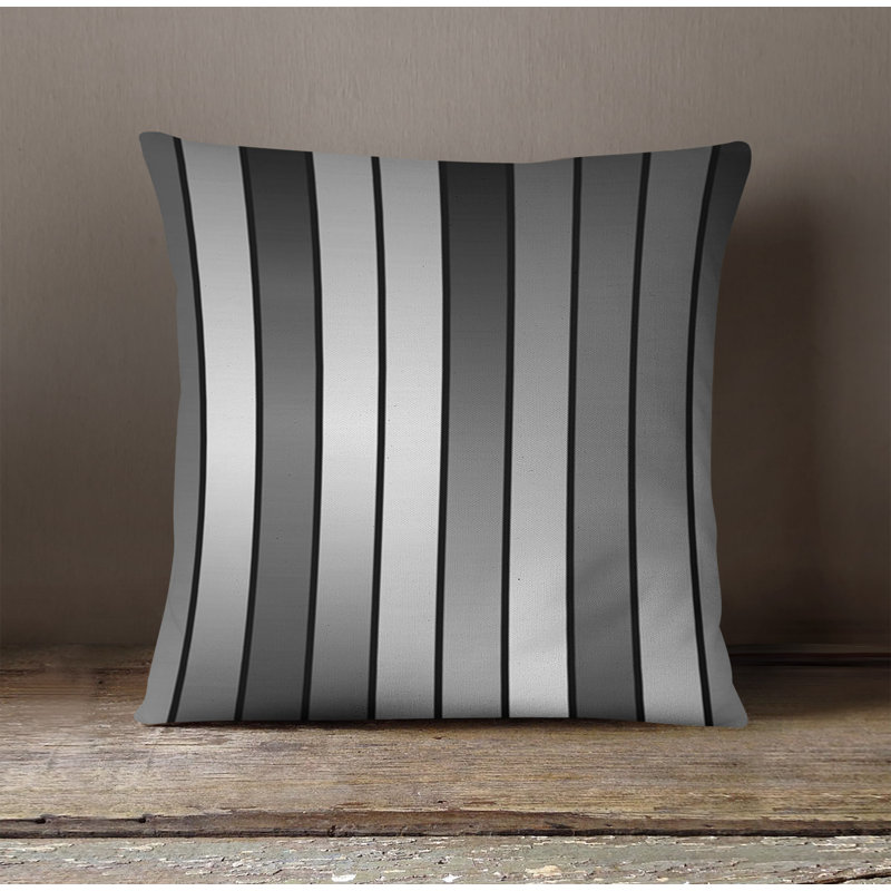 Throw Pillow With Insert, Gray Striped 2, 18"H x 18"W