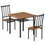 Ensemble de table et chaises rustiques marron 3 pièces pour 2 personnes avec casier à vin et étagères de rangement – ​​Structure en bois massif et métal – Table et chaises compactes pour petits appartements – 80 x 80 x 76 cm