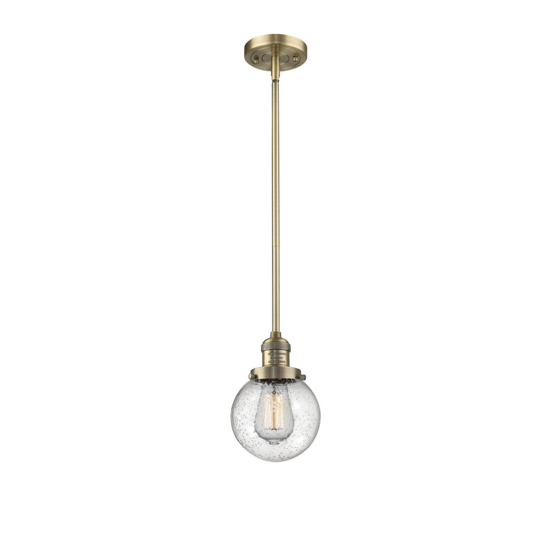 Luminaire suspendu sphère 1 lumière Zarmayr, Ampoule DEL rétro de 3,5 watts, Grainé, Laiton brossé