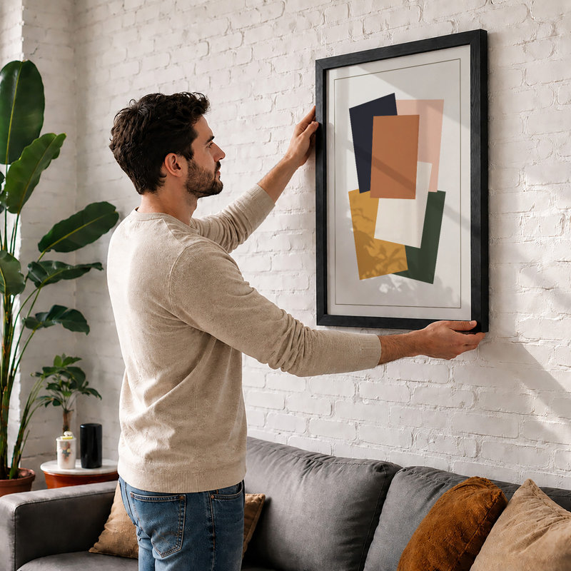 Earth Rectangles Minimalist - Print, A1 - 84.1 x 59.4 cm, White