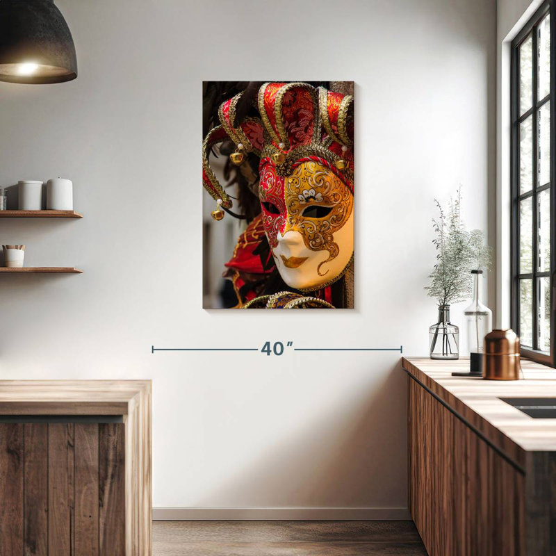 Masque Lelend Carnaval de Venise, H 36 po x l 24 po