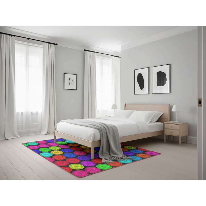 Tapis décoratif à pois rameriz, Rectangle 5 pi x 7 pi