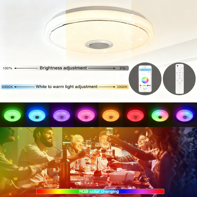 Acrylic Semi Flush Mount, 48W