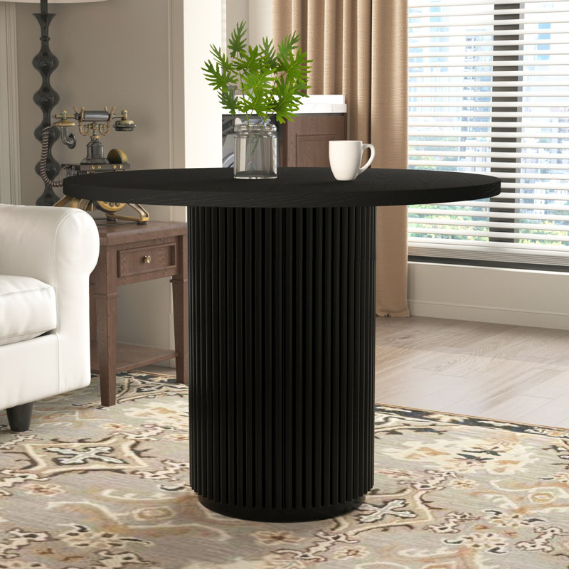 Astraea Round Wood Dining Table, 29.6"H x 40"L x 40"W, Black