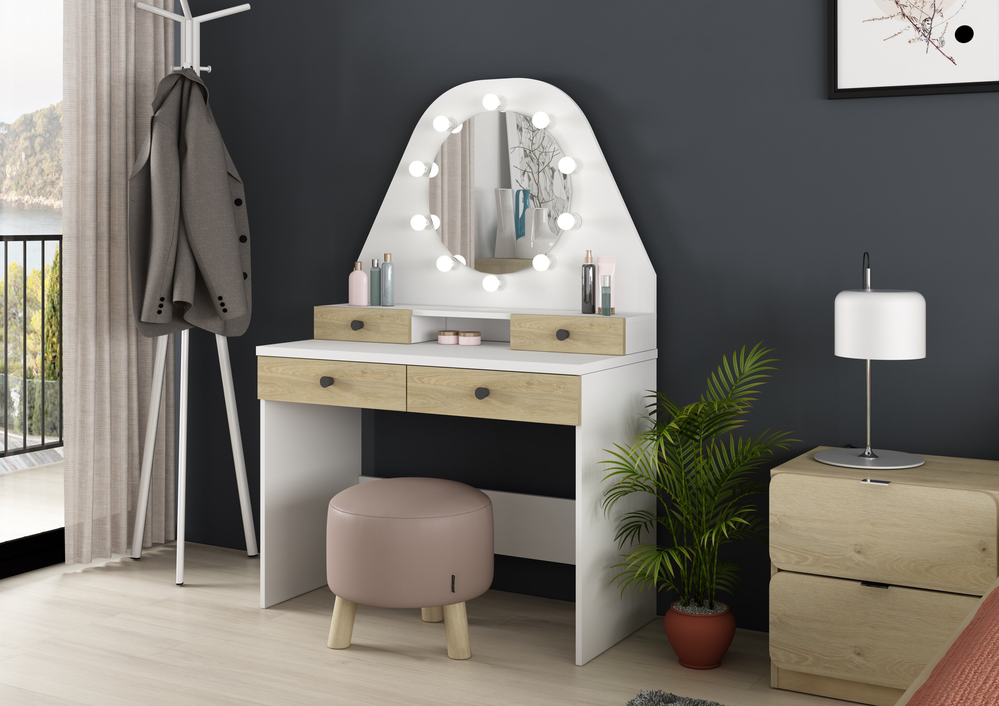 Coral Kids Vanity Table with Mirror