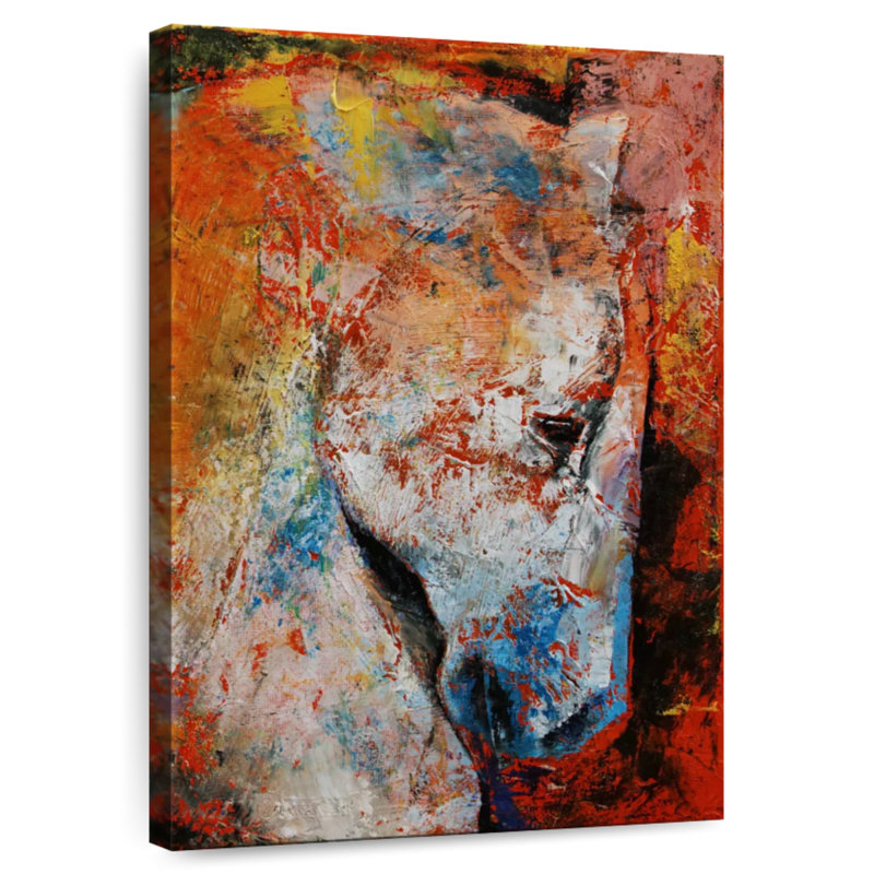 Brampt White Abstract Horse, 51" H x 34" W