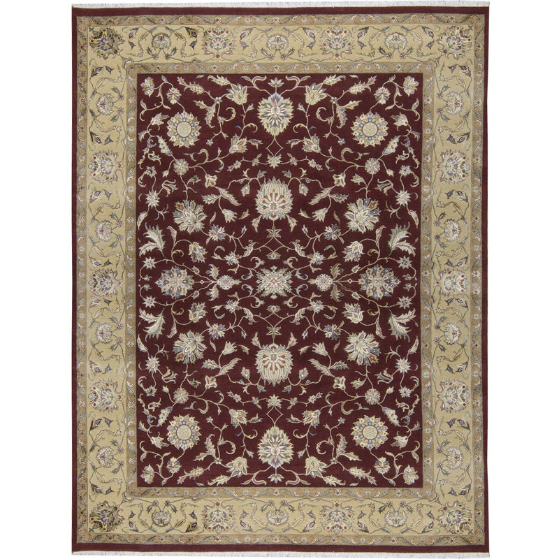 Hand-Knotted High-Quality Red and Brown Area Rug