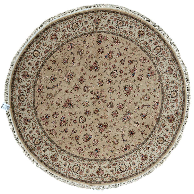Tapis ivoire / taupe noué à la main de haute qualité
