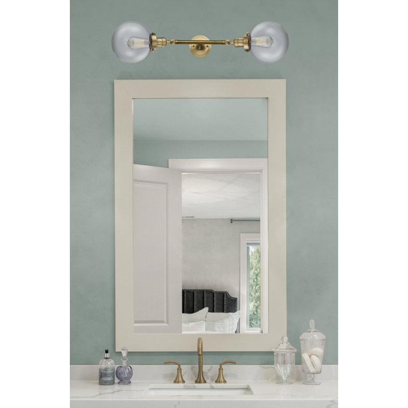 Clementina 2 - Light Dimmable Vanity Light, Clear, 6 Watt Vinage LED Bulb, Brushed Brass