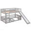 Lit superposé simple avec glissade, lit simple superposé simple avec clôture et échelle pour enfants adolescents gris-1329358436