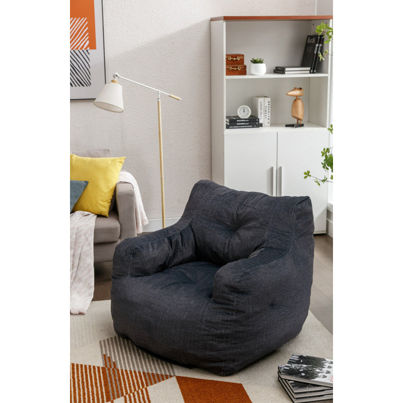 Fauteuil à billes en tissu, Mélange de coton gris foncé