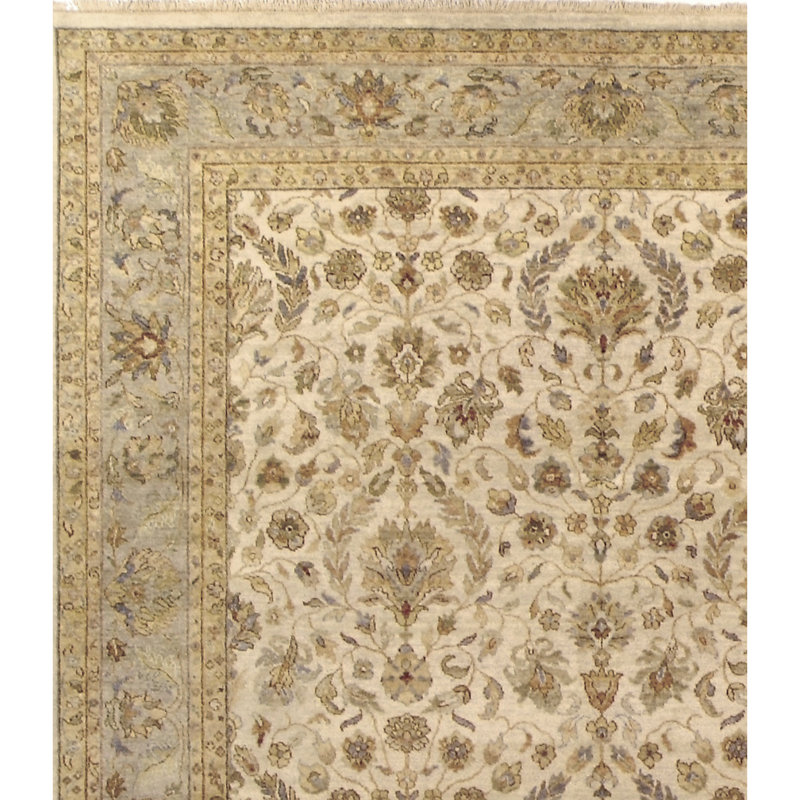 Hand Knotted Wool Oriental Area Rug in Beige/Brown/Gray/Ivory, Rectangle 4' x 6'