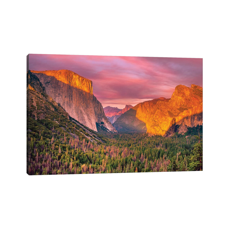 «Yosemite Valley Sunset» par Marco Carmassi, reproduction d'art sur toile tendue, H 8 po x l 12 po x P 0,75 po