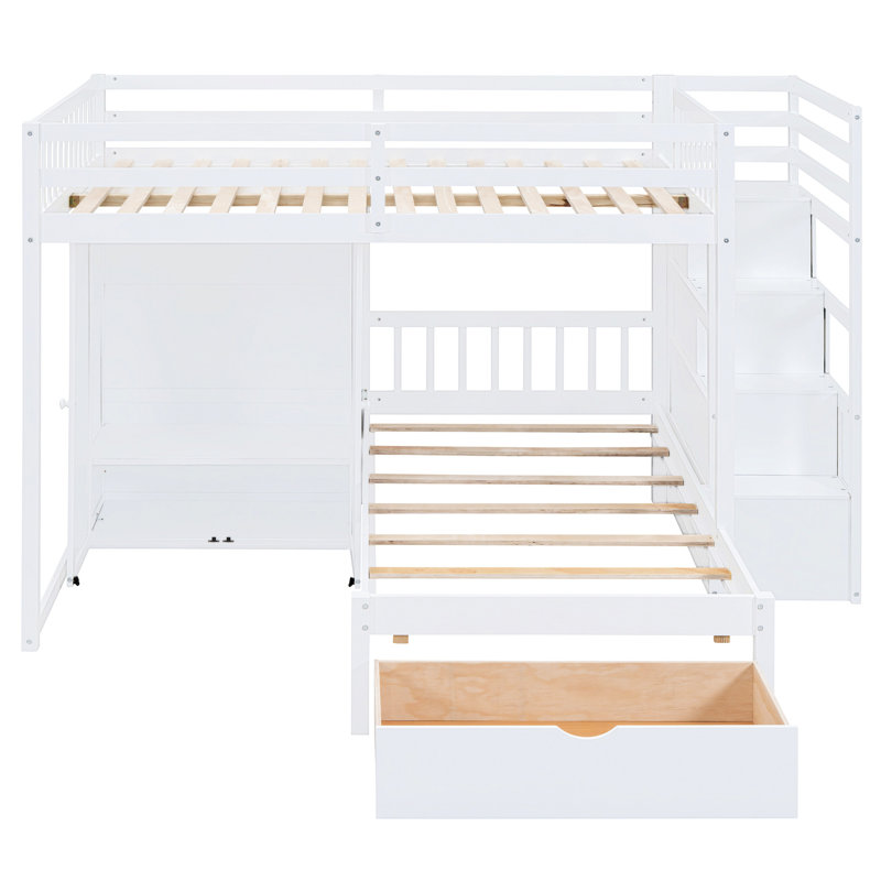 Lit superposé blanc - offre une solution de sommeil élégante avec des éléments de rangement avantageux, Blanc
