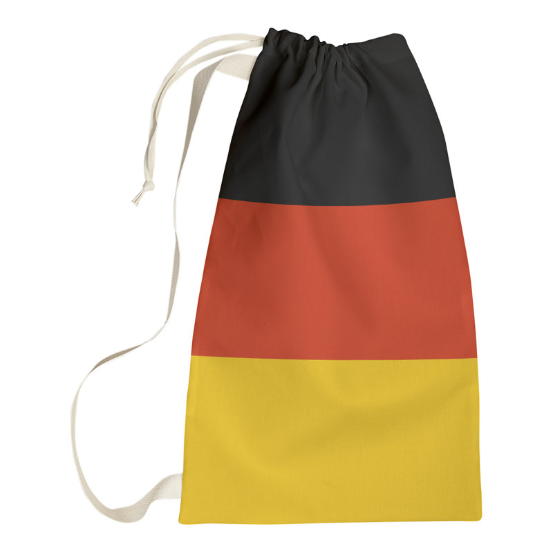 Fabric Laundry Bag with Handles, 29" H x 18" W x 1.5" D, Black/Red/Yellow