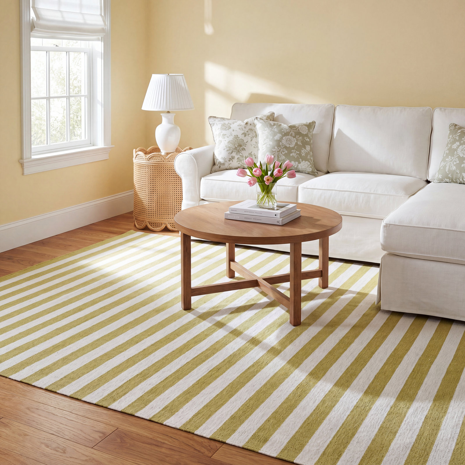 Rockaway Green Hand-Woven Striped Outdoor Rug, 9' X 12'