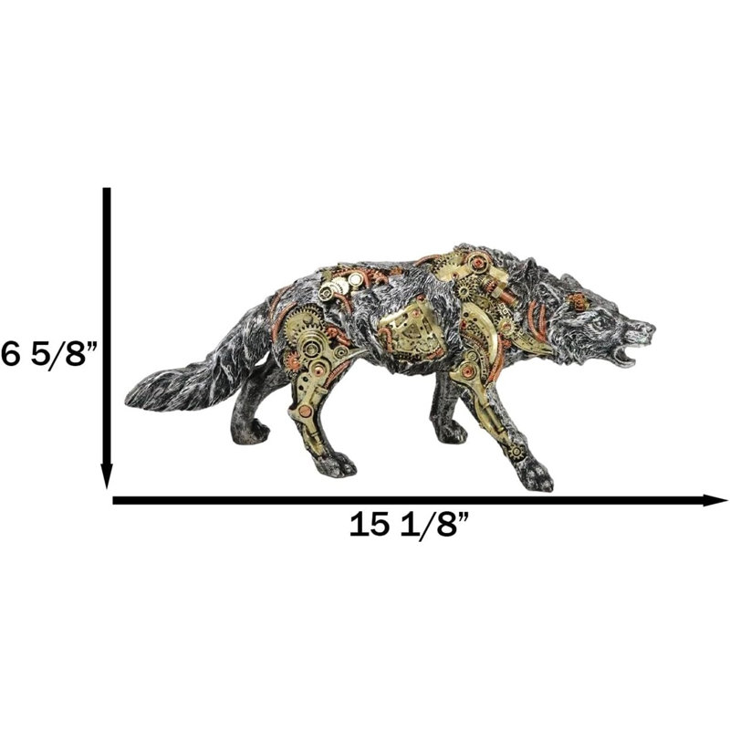 Figurine de loup robotique sci-fi rôdant Steampunk