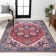 Aailiyah Ornate Large Medallion Machine-Washable Red/Navy Rug