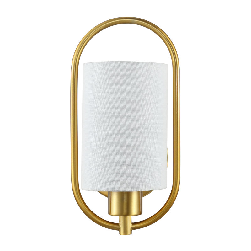 Haldea 6" Brass and Off-White Fabric Wall Sconce